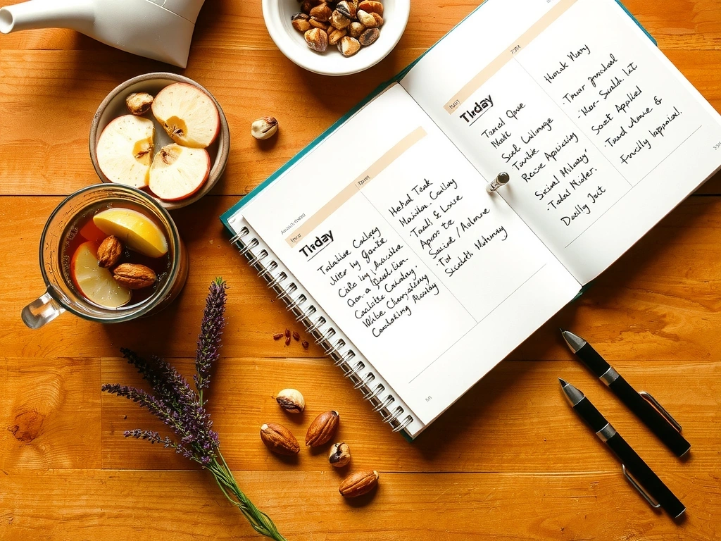 Planer dnia z notatkami i przekąskami